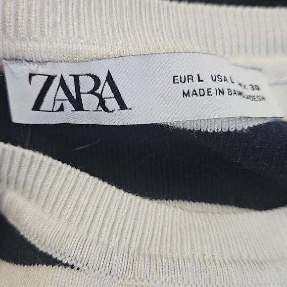 ZARA Knit Striped Crop Sleeveless Top In Navy/white. Size L - Picture 5 of 13